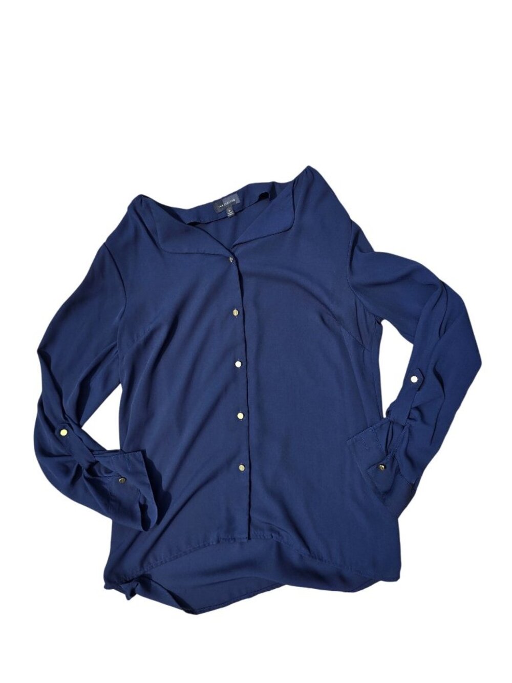 The Limited Womens Button-Down Blouse Navy Blue Size M Lightweight Polyester